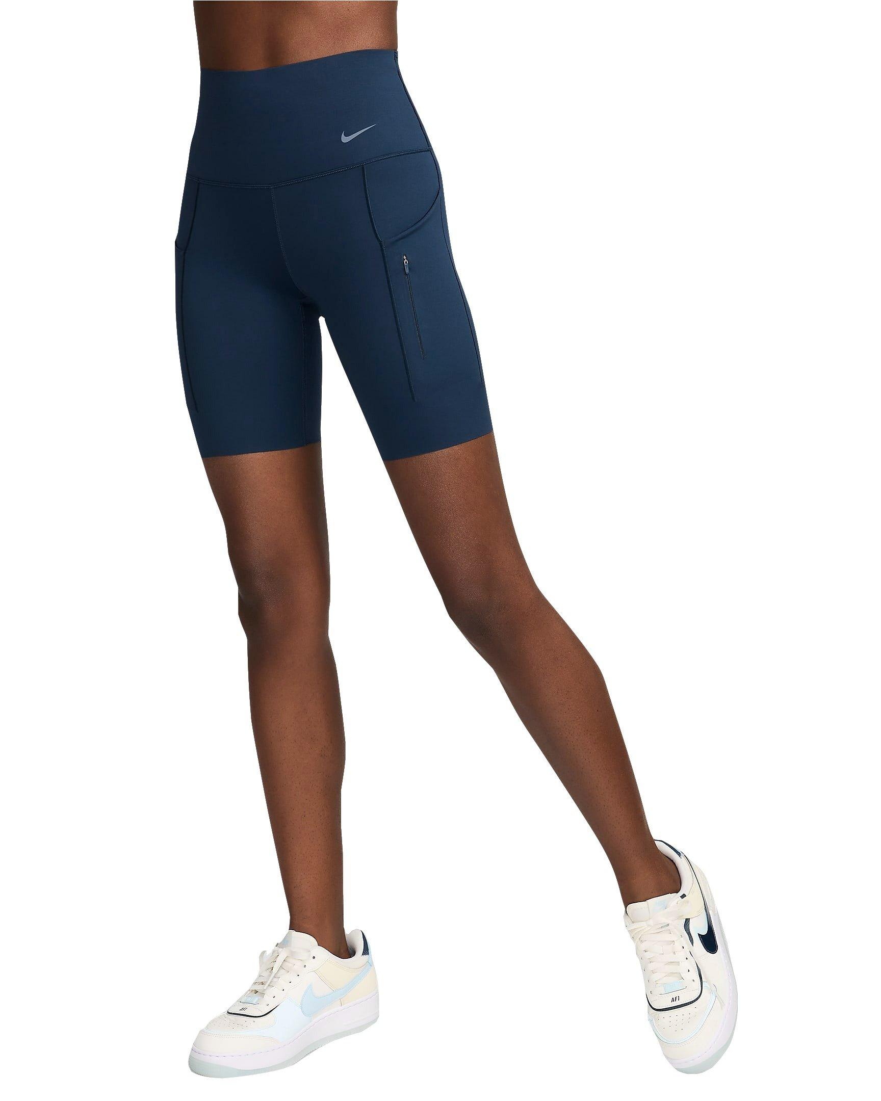 Nike Women's Go Firm-Support High-Waisted 8" Biker Shorts with Pockets - Dark Blue
